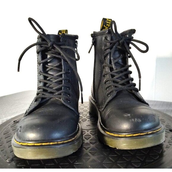Dr Martens kids Laced Zip Up Gloss Black Shoes Boots 1460 J 13 - Picture 15 of 16